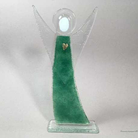 Figurka anioł 15 zielony stojący