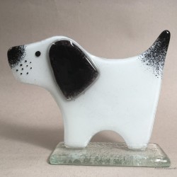 Figurka pies 03 biało czarny stojący