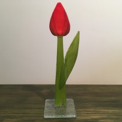 Kwiat na podstawie 01 (ok 26cm) czerwony