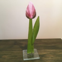 Szklany kwiat na podstawie 02 (ok 26cm)