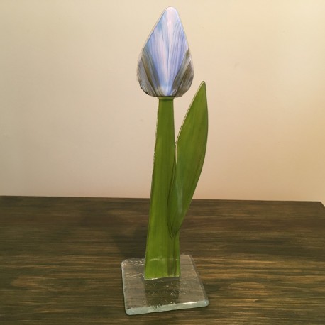 Szklany kwiat na podstawie 03 (ok 26cm)