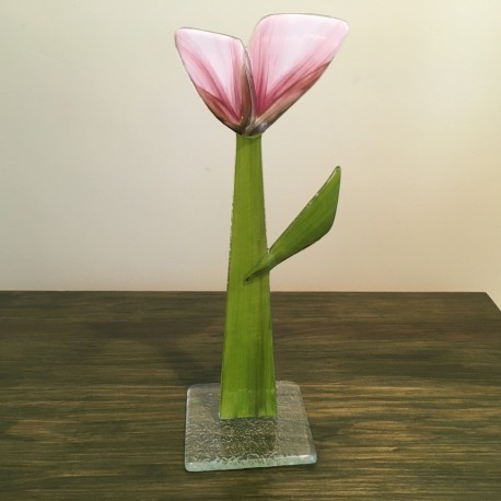 Szklany kwiat na podstawie 12 (ok 26cm)