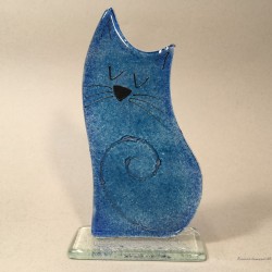 Figurka kot 12 niebieski stojący