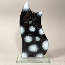 Figurka kot 08 czarny w białe łaty stojący