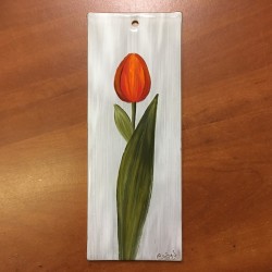 Outlet - Obrazek 8,5x22 - "Tulipan czerwony na bieli"
