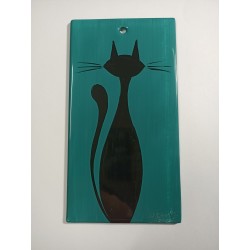 Outlet - Obrazek 8,5x16 - "Czarny kot na turkusowym tle"