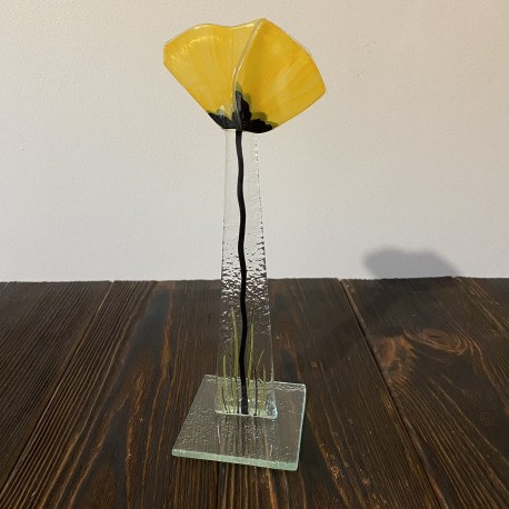 Kwiat na podstawie 18 (ok 26cm) Mak żółty
