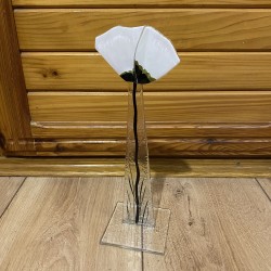 Kwiat na podstawie 19 (ok 26cm) Mak biały