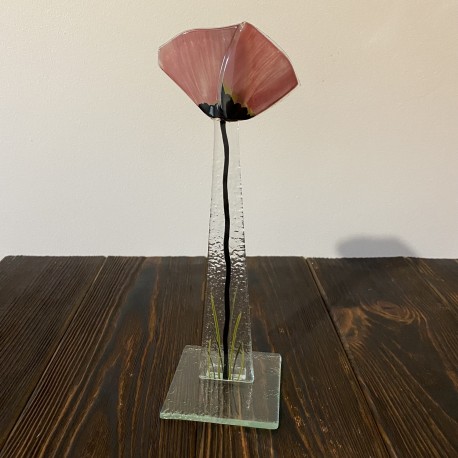 Kwiat na podstawie 22 (ok 26cm) Mak różowy